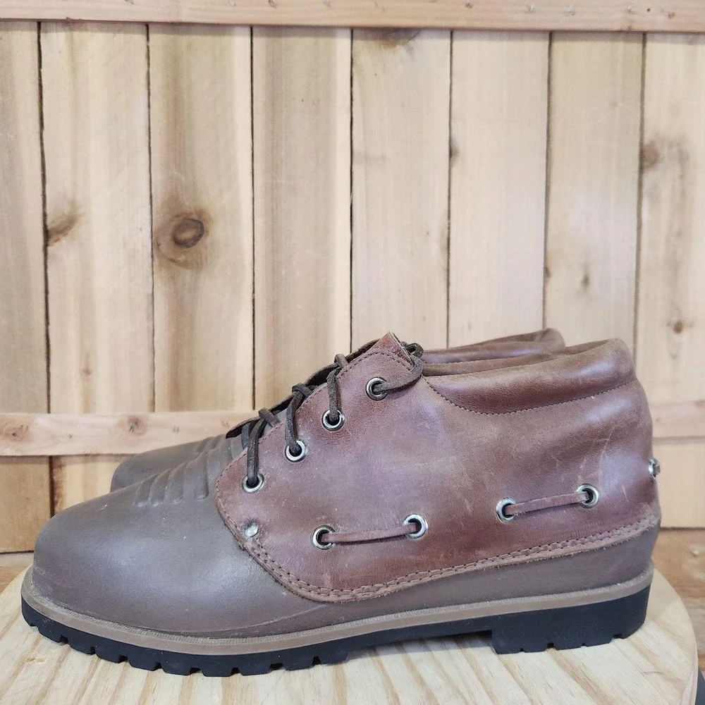 Vintage H.H Brown Duck Feet Rubber Boots Mens 12 Brown Ankle Water Proof Winter